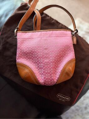 Rare Vintage Coach Pink Signature Jacquard Mini Crossbody Y2K Soho Bag